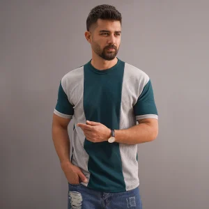 تیشرت مردانه سبز طوسی مدل Kaveh